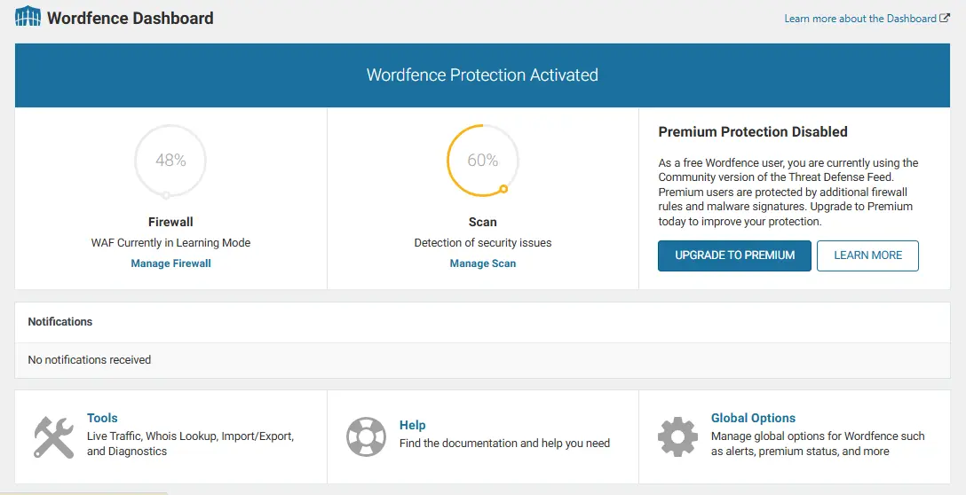 Wordfence Dashboard
