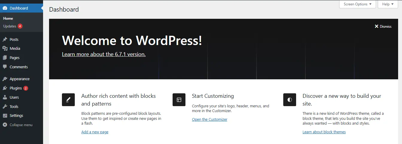 WordPress Dashboard