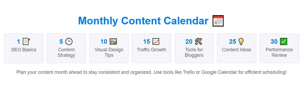 content calendar