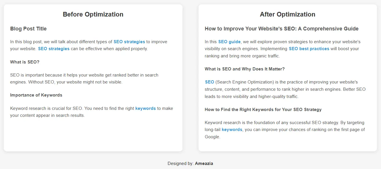 Before & After Optimization