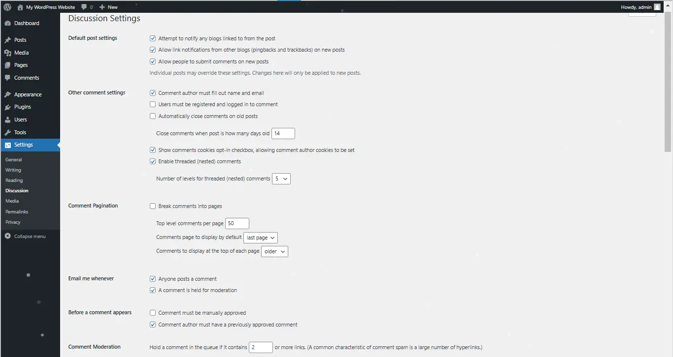 Discussion Settings