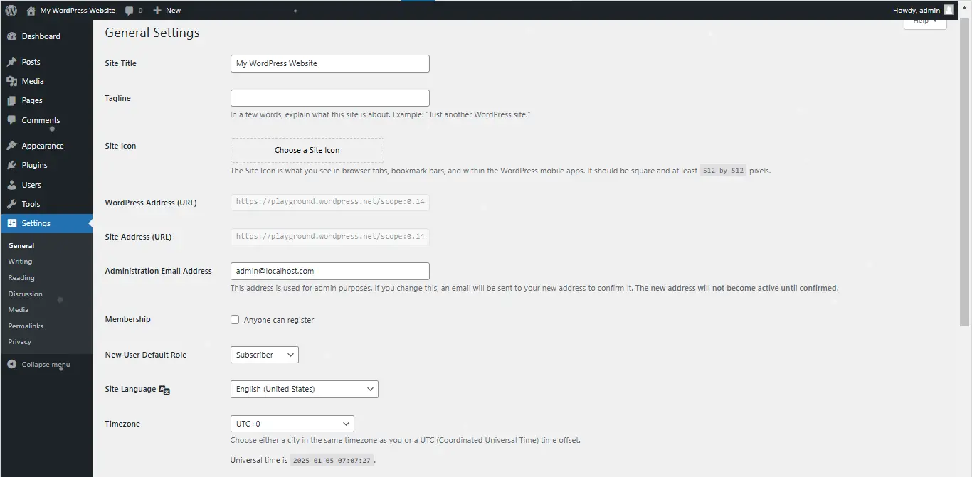 General Settings