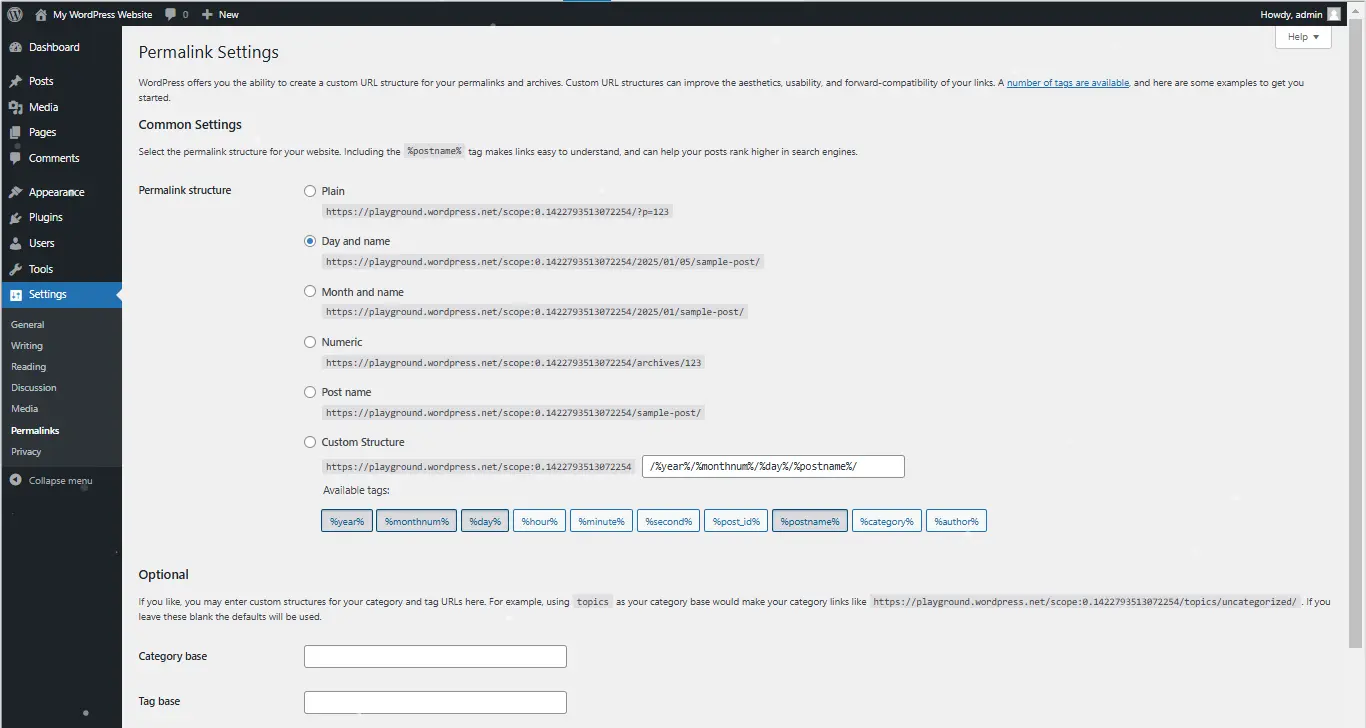 Permalink Settings