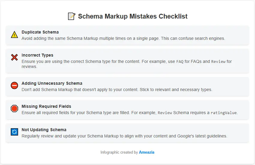 Schema Markup Mistakes Checklist