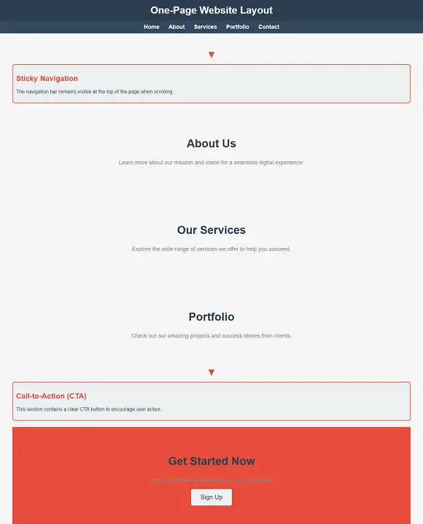 one-page website