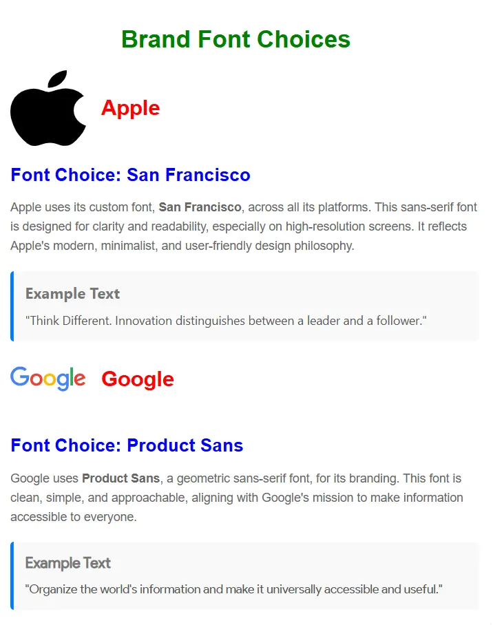 Brand Font Choices