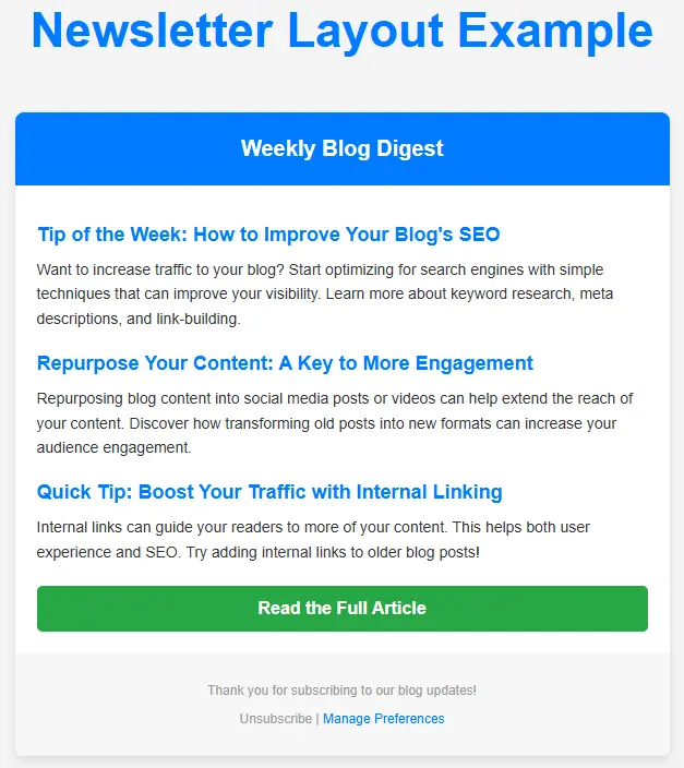 Newsletter Layout Example