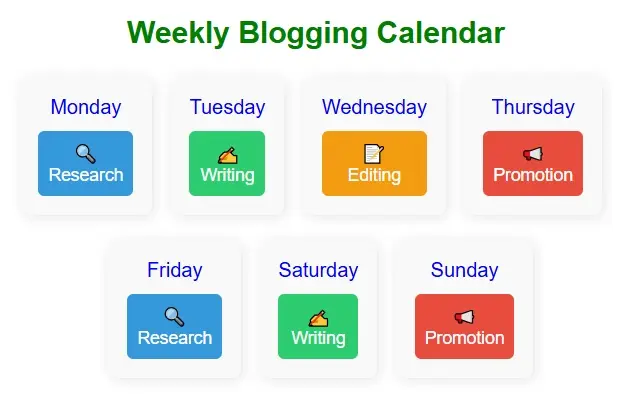 Weekly Blogging Calendar