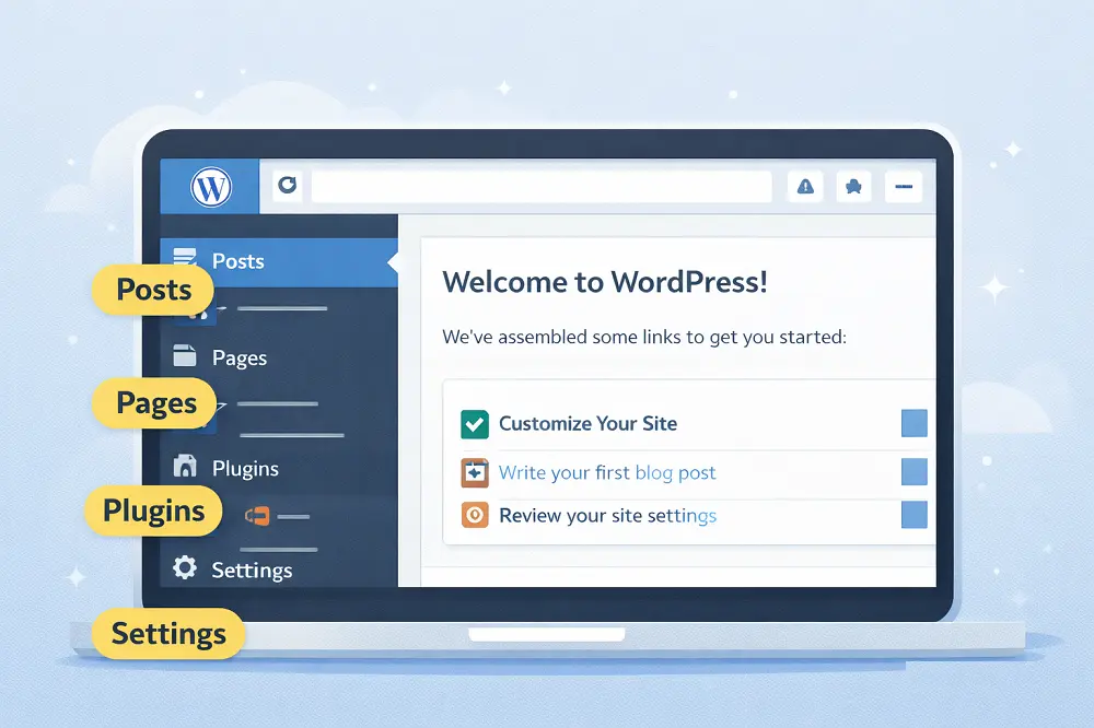 WordPress dashboard overview